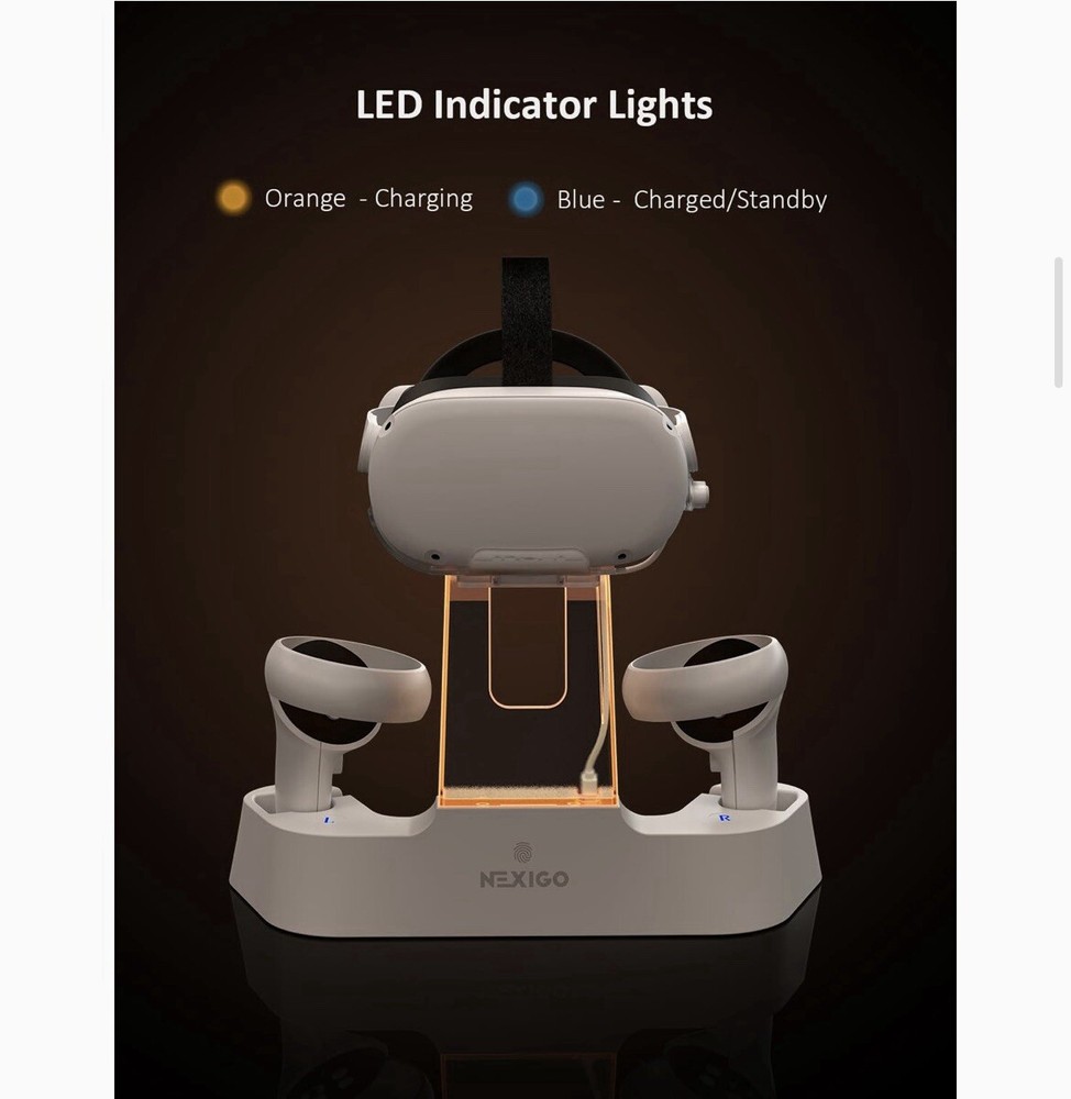 NexiGo S20 Enhanced Charging Dock for Meta Oculus Quest 2 Headset Controller
