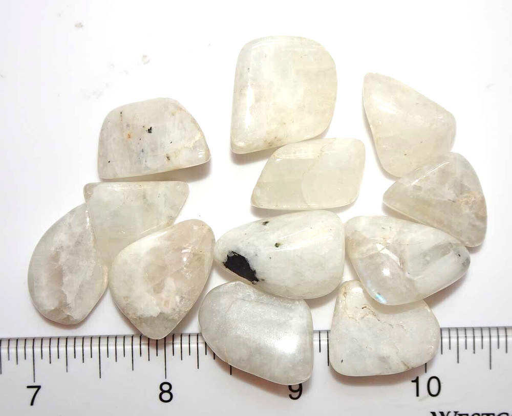 Rainbow Moonstone - 12 Tumbled stones rt663c