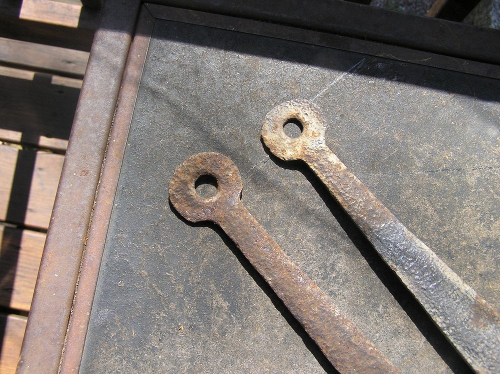 Pair (2) 36 inch blacksmith wrought iron barn hinges