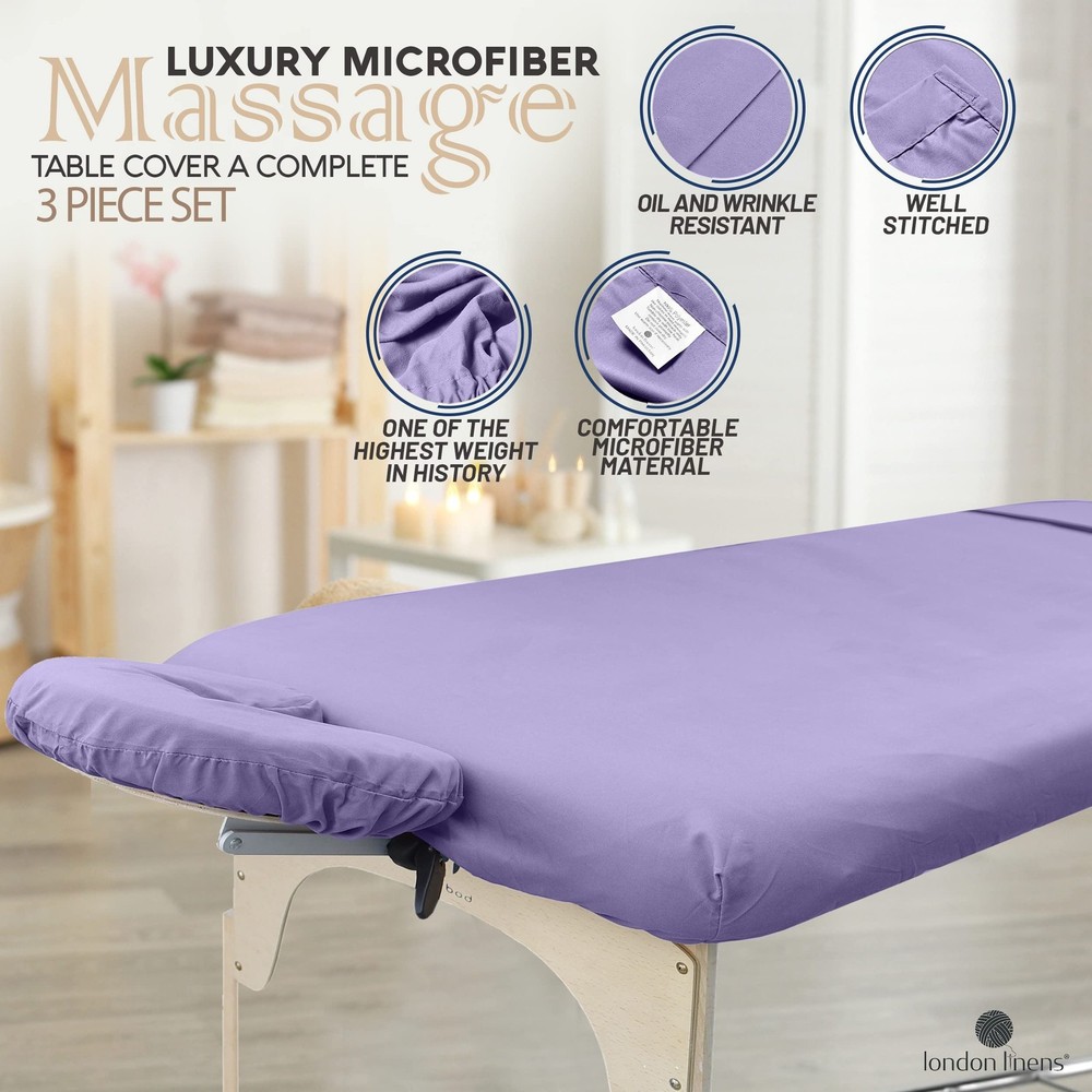 Soft Microfiber 3-Piece Massage Table Sheets - Super Lightweight, Stain and W...