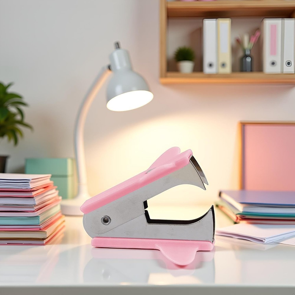 Pink Staple Removers Modern Plastic Pullers Non-Slip Handle Easy-Grip 2 PCS