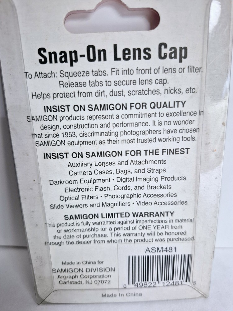 SAMIGON 49 MM SNAP-ON LENS CAP, ASM481