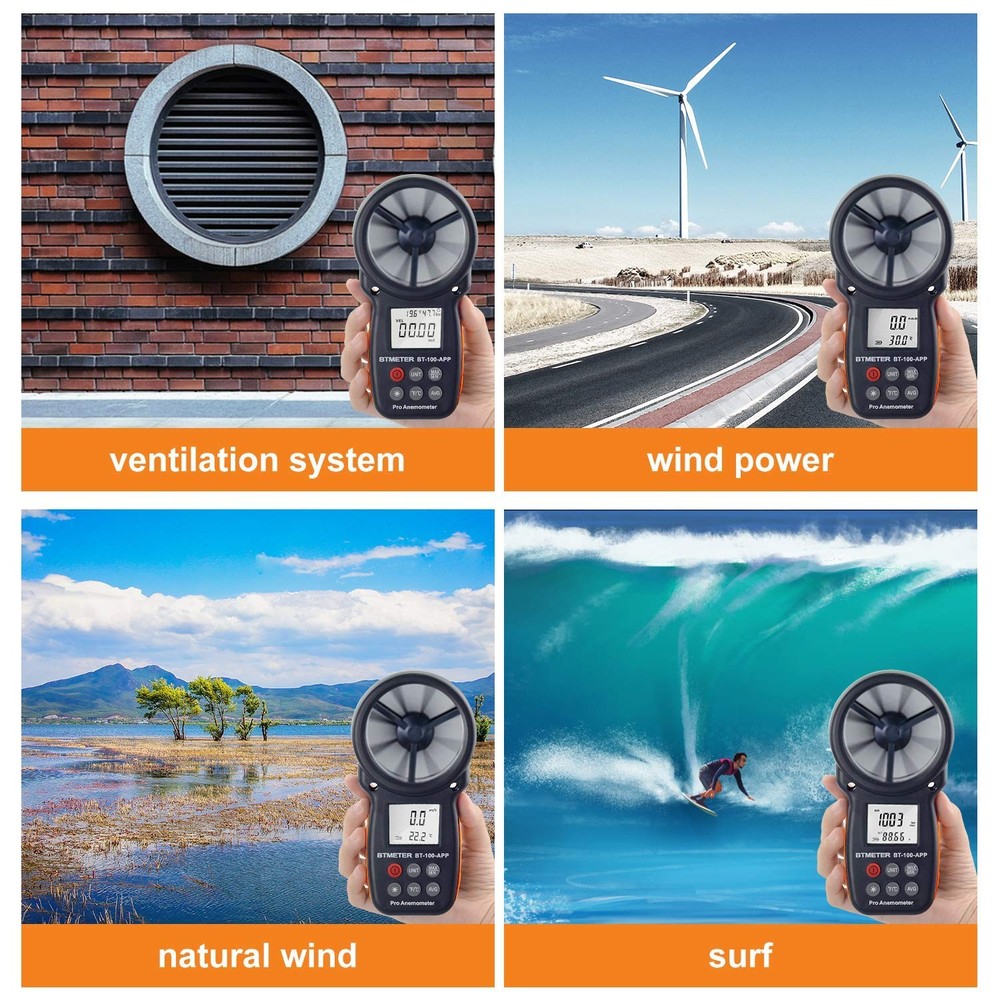Anemometer Digital Wind Speed Meter Handheld Wireless Bluetooth Vane Air Tester