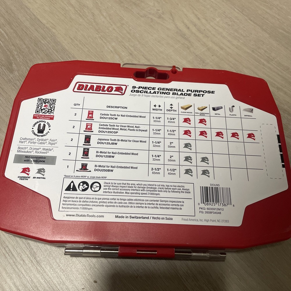 Diablo DOU9S 9 Piece General Purpose Oscillating Blade Set