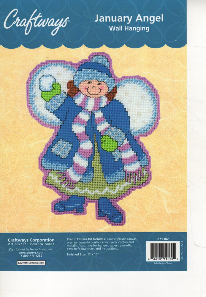 JANUARY ANGEL  Wall Hanging 7ct  plastic canvas PATTERN  (#TF0357)
