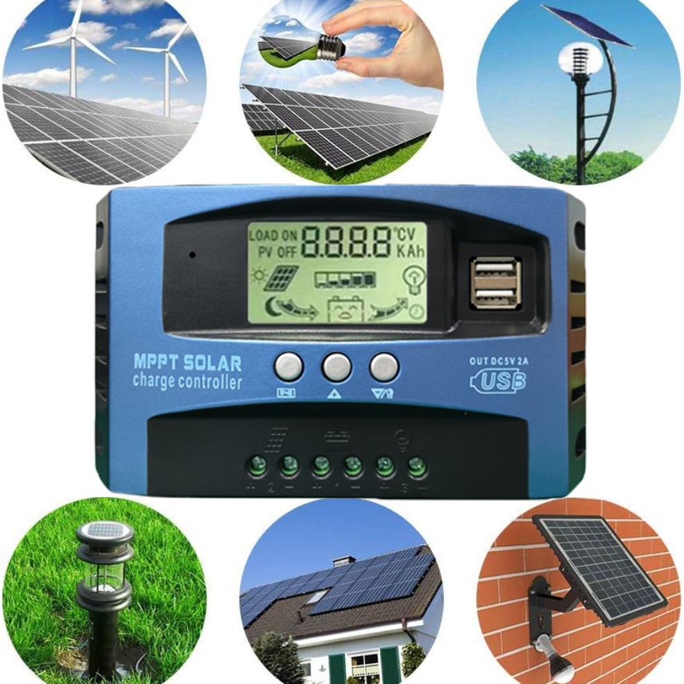 MPPT Solar Charger Controller Battery Regulator Dual USB LCD Display 100A