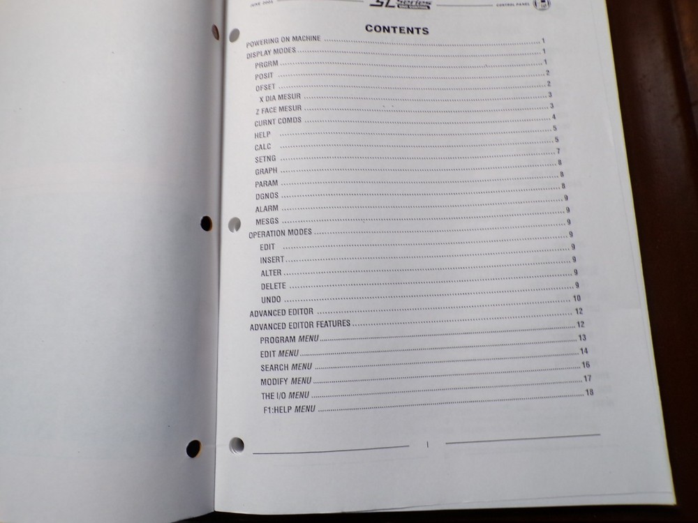 Haas SL-Lathe Training Manual 2001