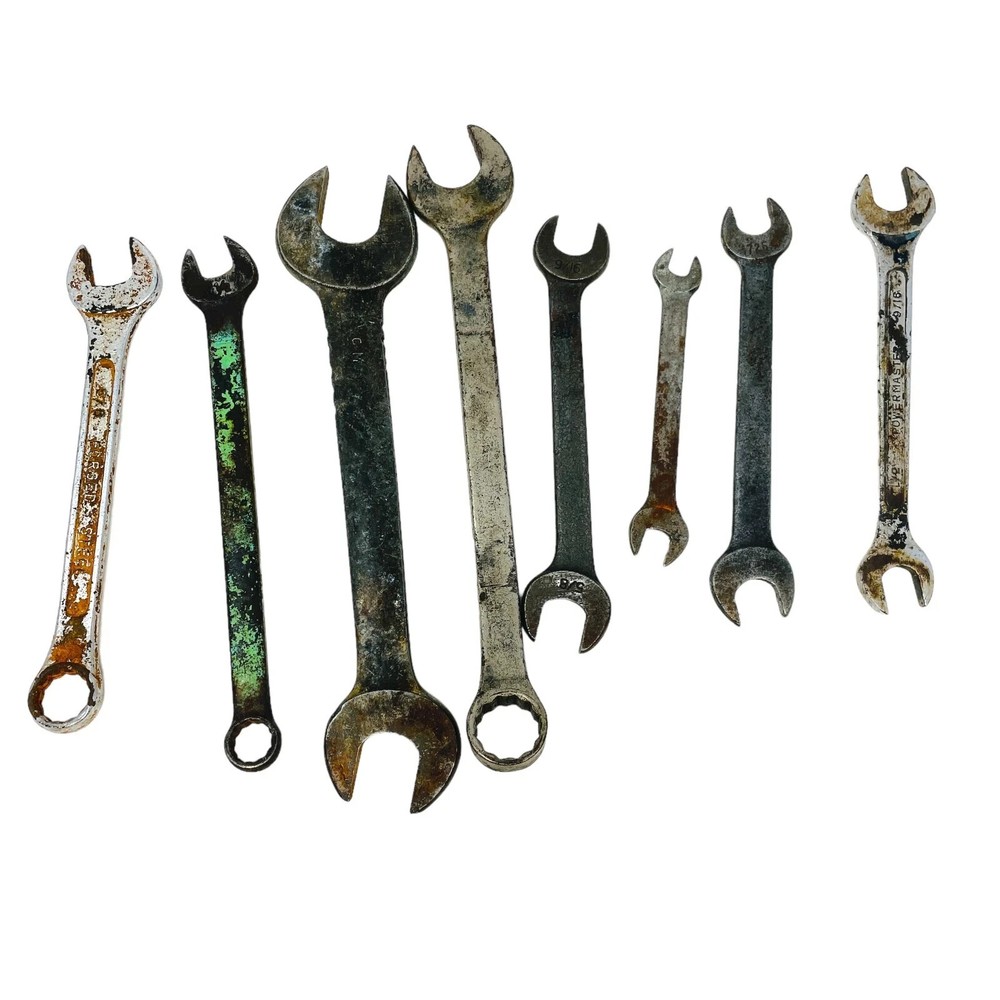 Powermaster 9/16 in and Assorted Combination, Open End Wrench Set, 8 Pcs