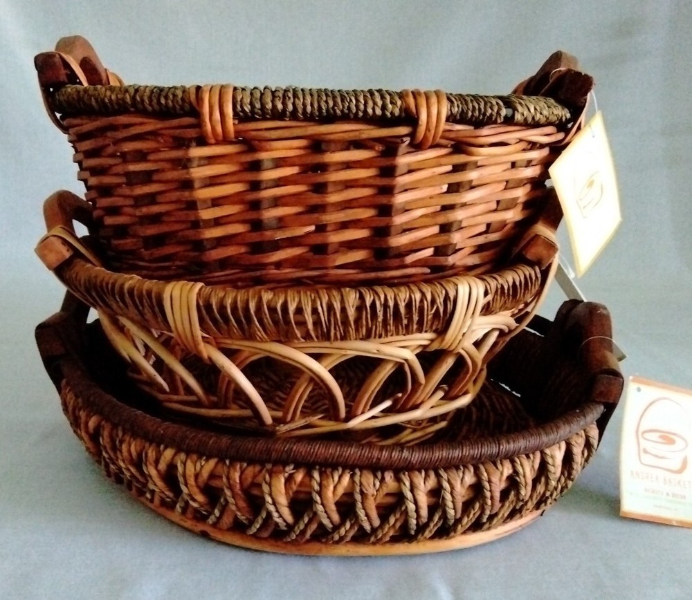 LOT OF 3 WICKER BASKETS