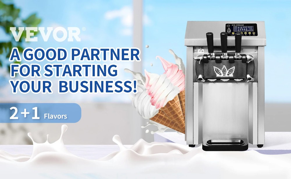 🔥VEVOR Commercial Ice Cream Machine Pre-cooled Countertop Soft Serve Makers