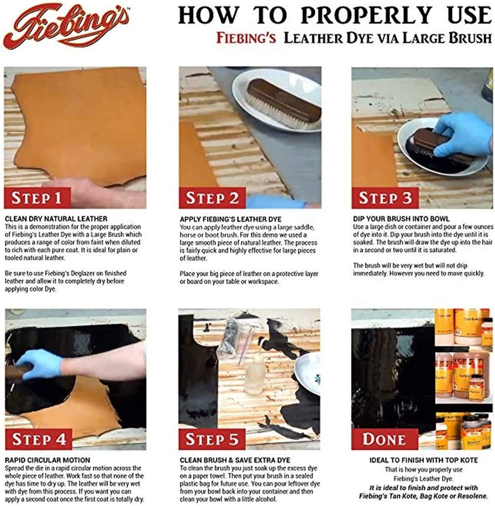 Fiebing's Leather Dye Black 4 oz Alcohol-Based Dries Uniformly