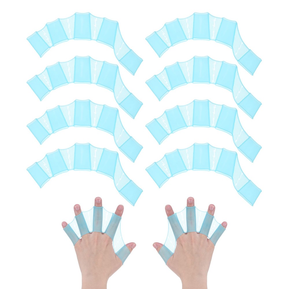 Silicone Swimming Gloves for 4 Pairs, Half Net Frog Type, Blue