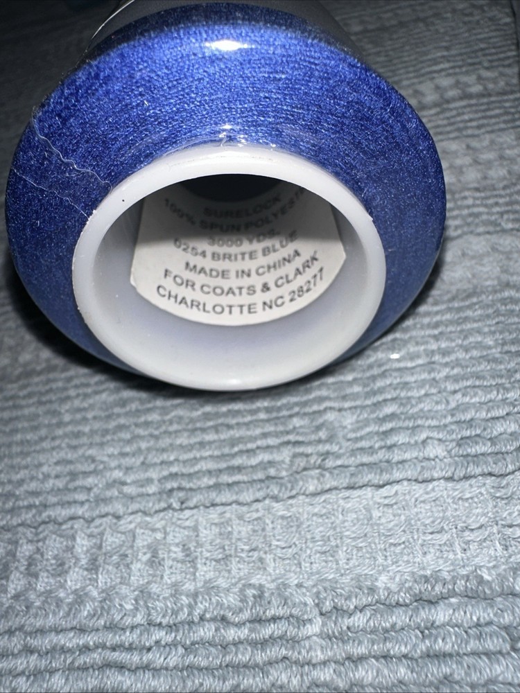 Coats Surelock 4 Spools 0254 Bright Blue Polyester Thread,3000 Yds
