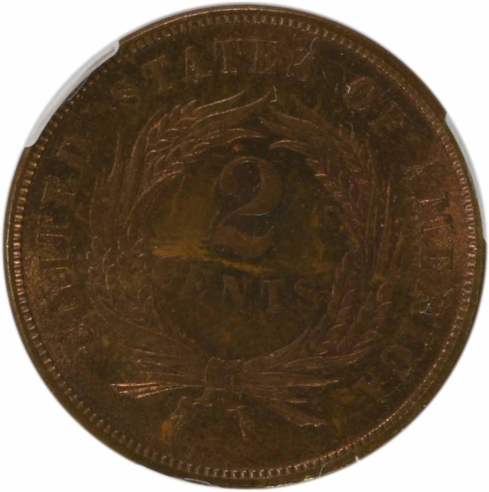 1867 Two Cent Piece MS65RB CACG