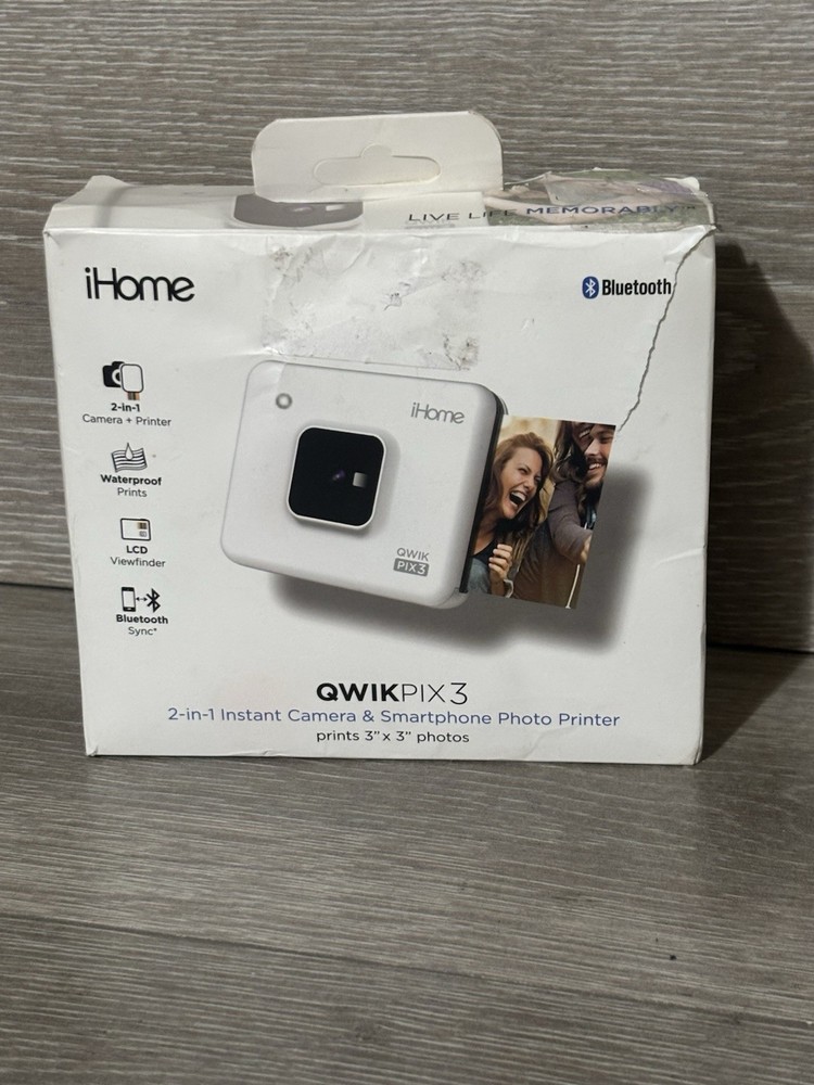 iHome QWIK PIX3 Bluetooth Printer Camera IHCP33 Bundle - WORKING NO CARTRIDGE