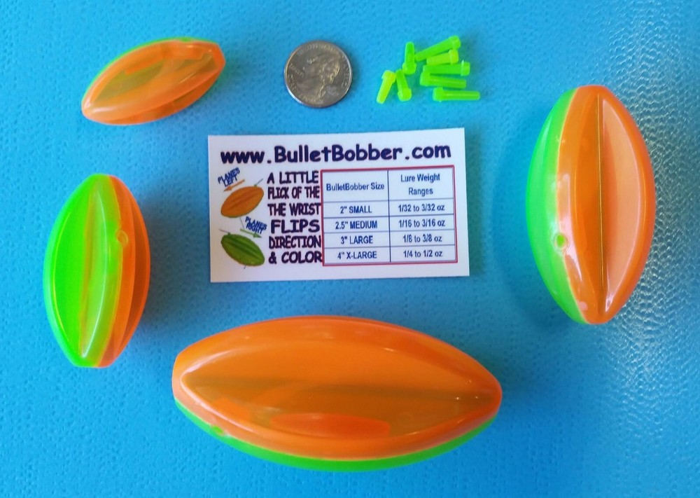 4 Bullet Bobbers - mini planer boards floats / bobbers with directional control