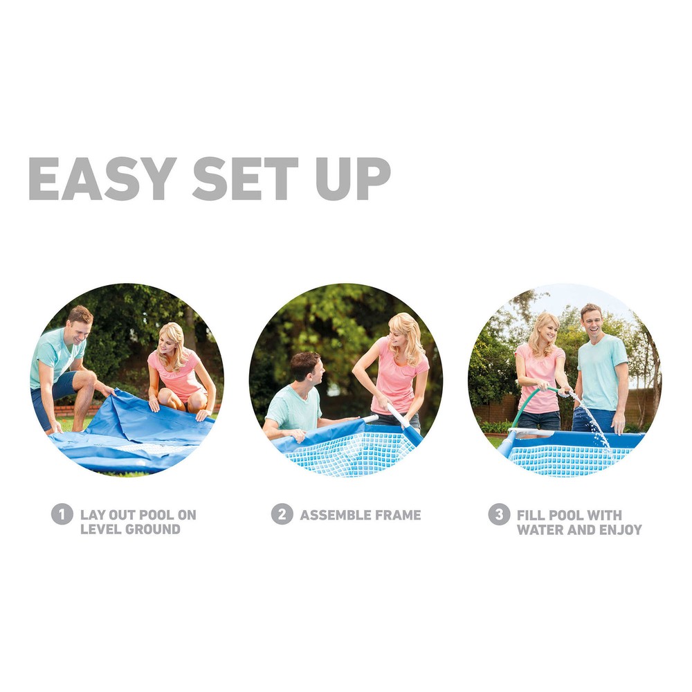 Intex 9.8' x 29.5" Rectangular Frame Above Ground Outdoor Backyard Swimming Pool