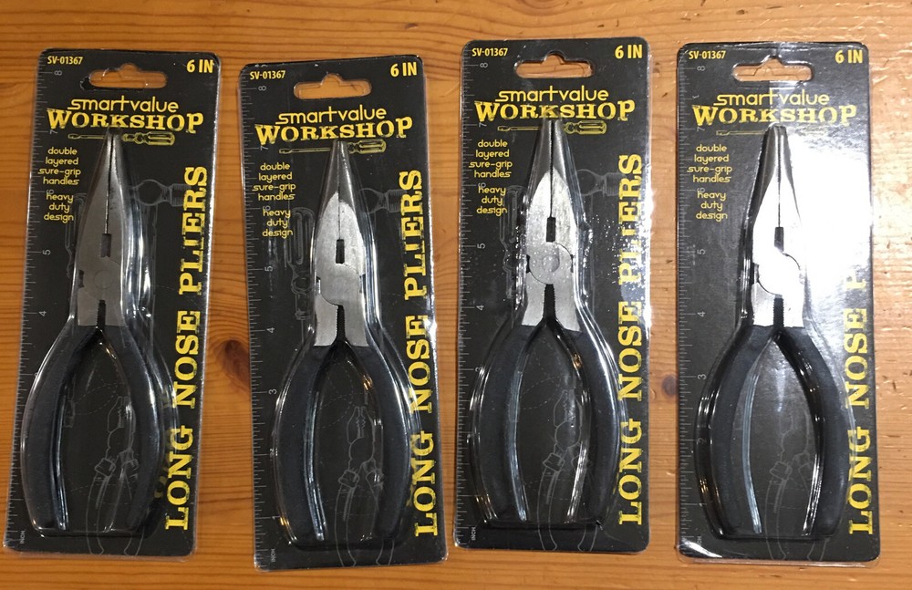 Smartvalue Workshop 6" Long Nose Pliers, 4-Pack