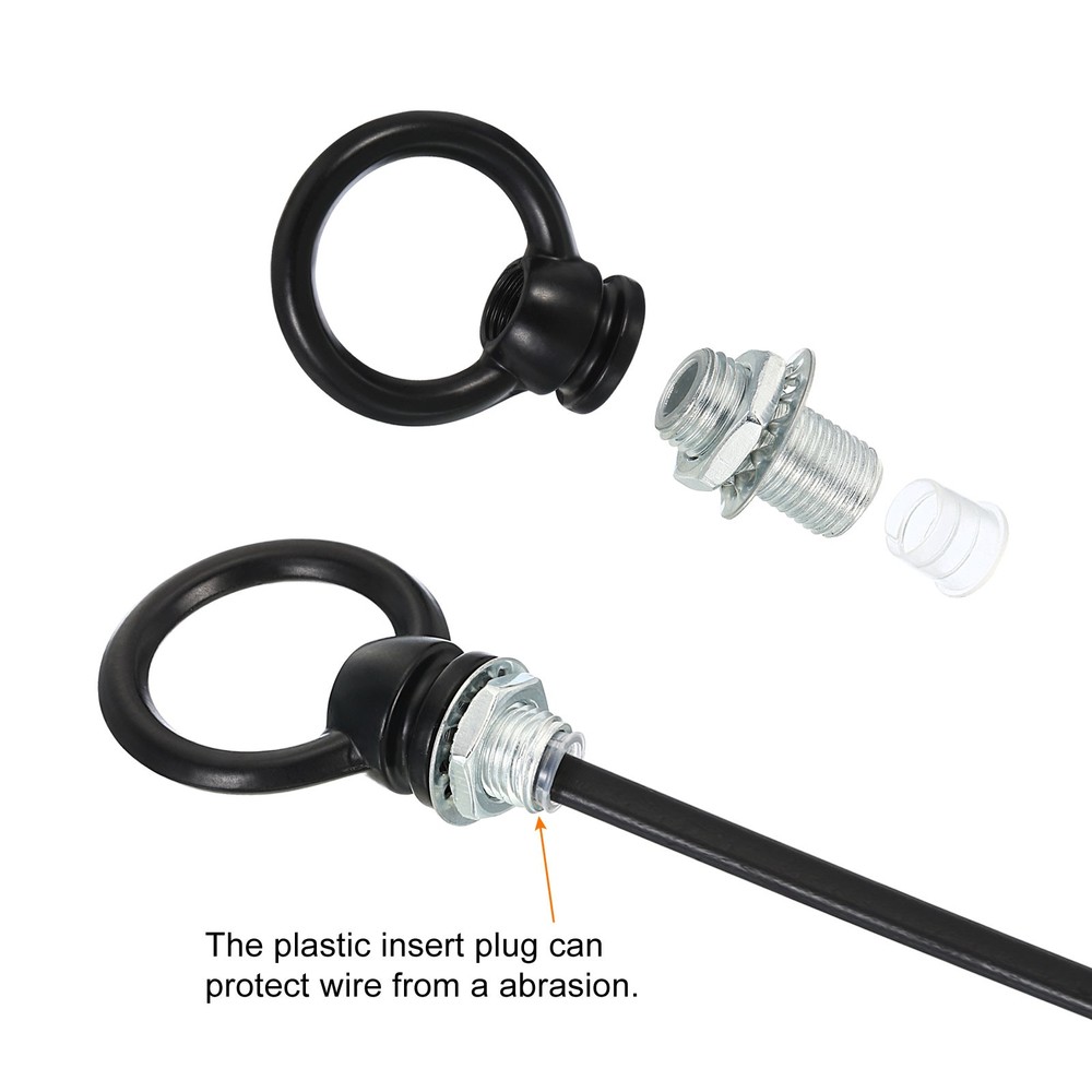 3set 15kg M10 Thread Lifting Eye Nut Female Loop Holder 25mm Hook Ring Black