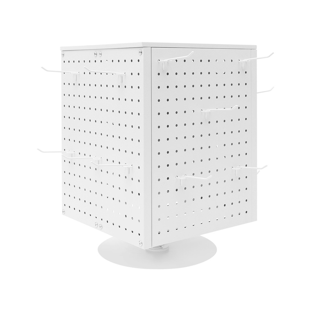 Pegboard Rotating Display Stand, 4 Sided Spinning Peg Board Display, w/ 20 hooks