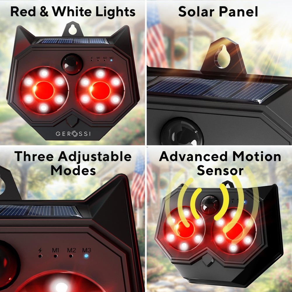 Upgraded Animal Deterrent 2 Pack - Solar Powered Design w/Motion Activated Pr...
