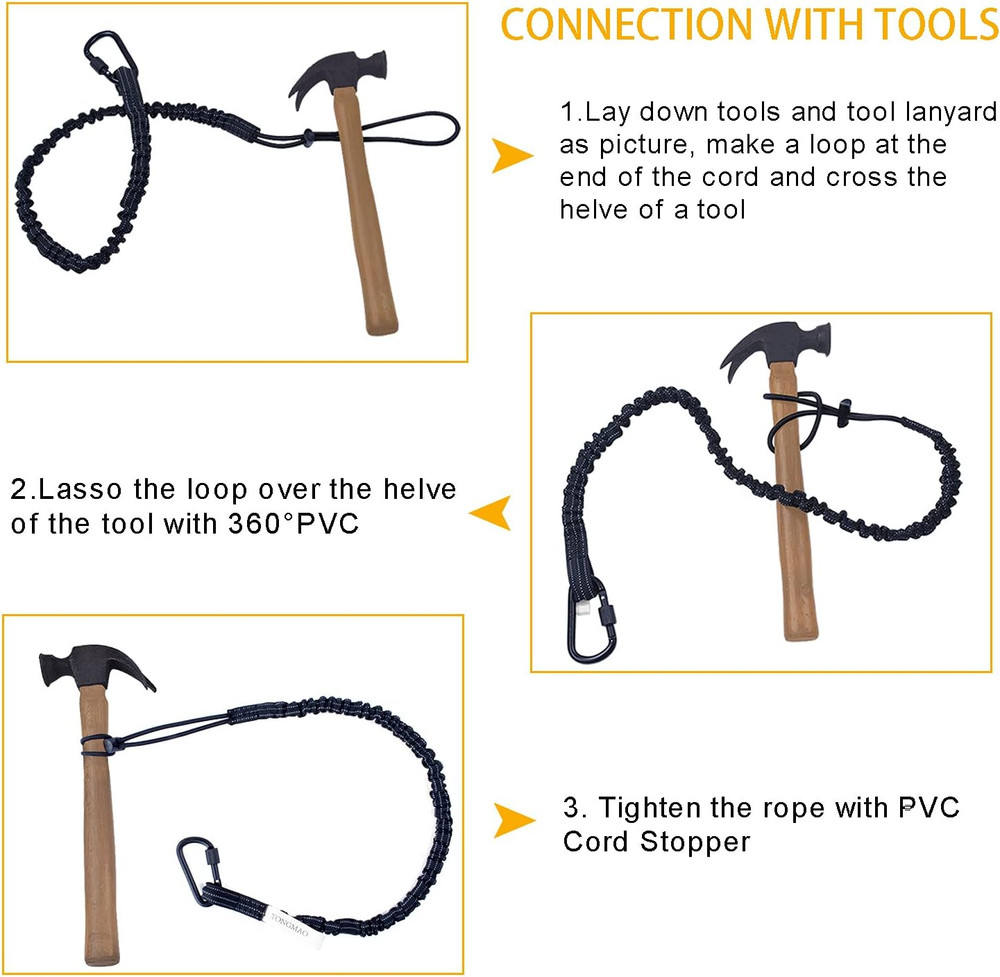3 Pack Retractable Tool Lanyard, Safety Fall Protection Tools Leash with Aluminu