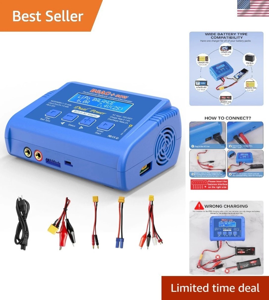 6A Digital RC Battery Charger with Fire-Proof Design & Multi-Mode Functionality