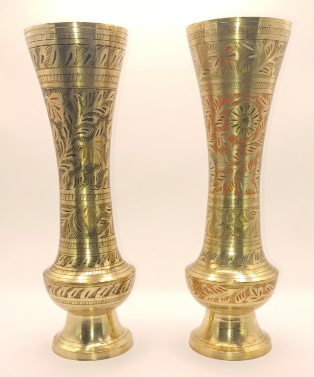 Brass Vases Etched