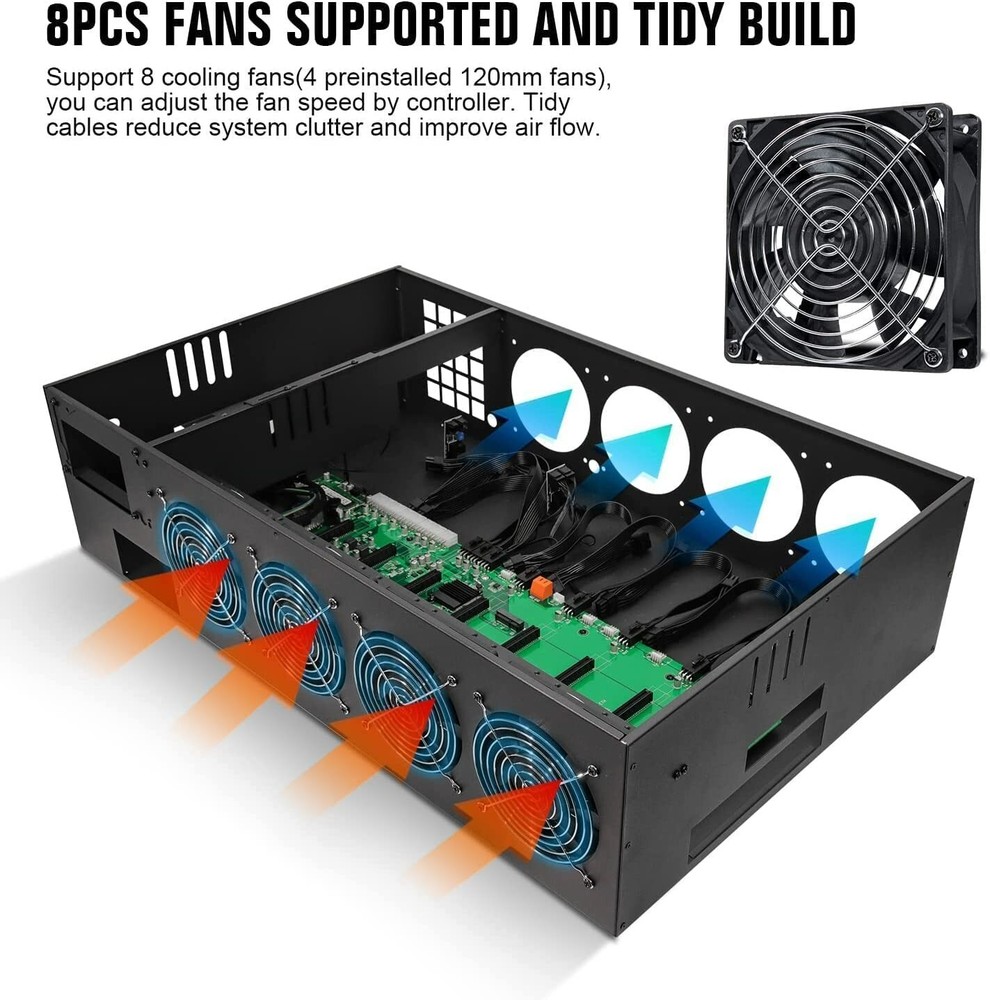 Ethereum ETH 8 GPU Miner Mining Machine System for Mining ETH GPU Miner w/ CPU