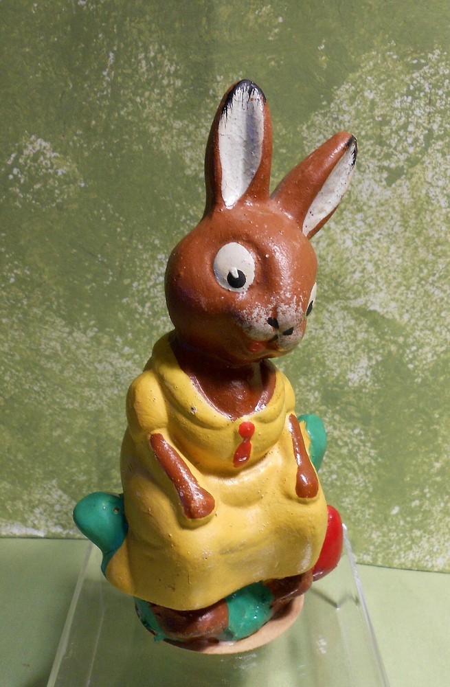 German Composition Easter Bunny Rabbit Candy Container