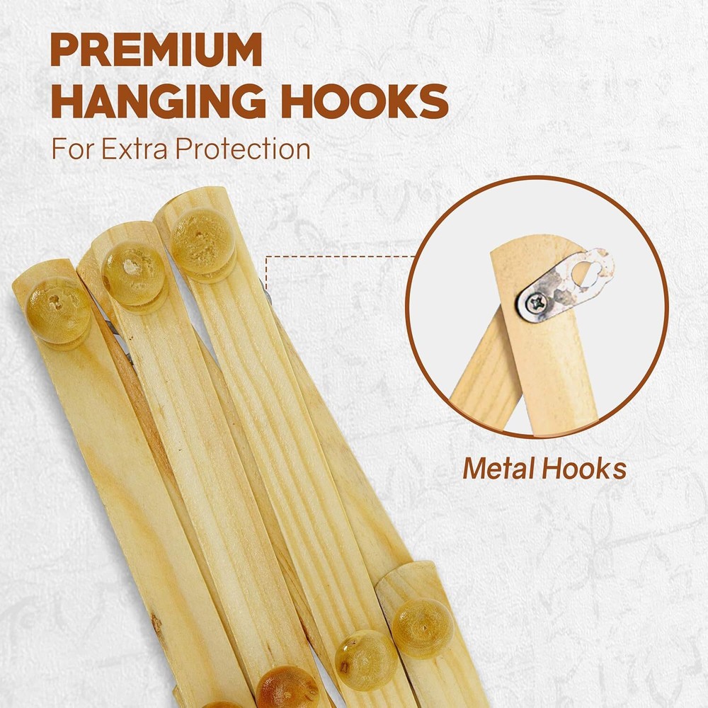 2Pack Hook Wood Expandable Wall Mount Coffee Mug Cup Holder Rack Kitchen Storage