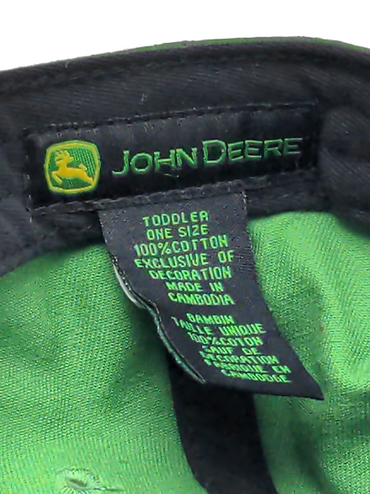JOHN DEERE hat green cap elastic strap - Toddler size hat