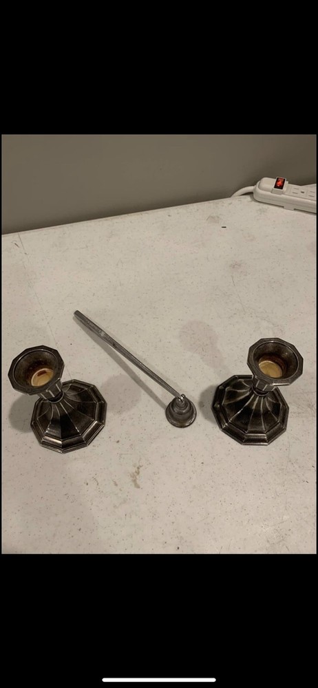 Sheffield Silverplate Candle Holders W/ Snuffer