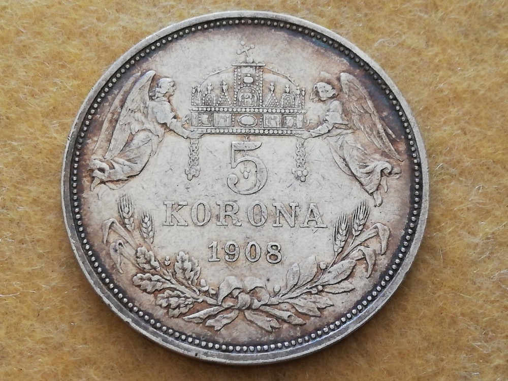 Ungheria. Francesco Giuseppe I 5 Korone 1908 KB.