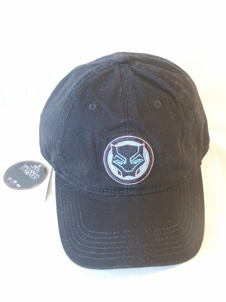 Black Panther Wakanda Forever Hat Marvel Studios Strap Back Cap in Black