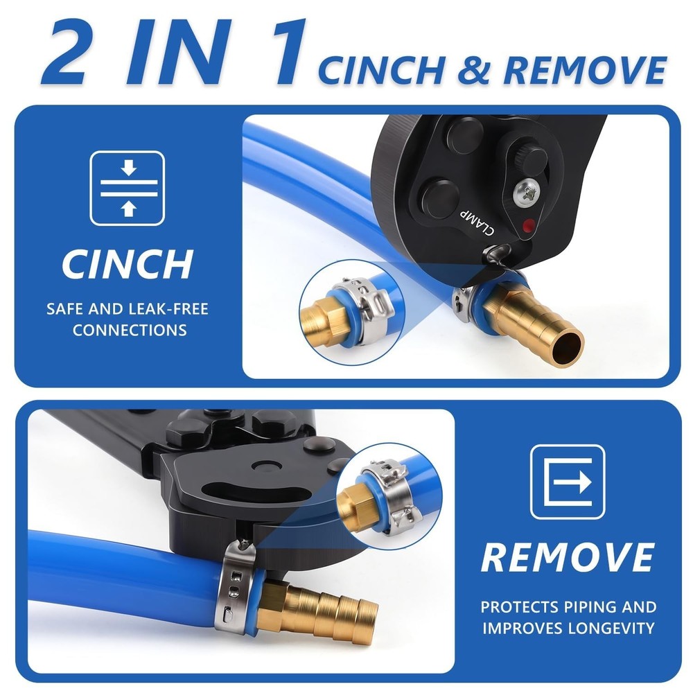 2 IN 1 Ratchet PEX Crimping Tool Kit - Cinch and Remove Dual Function Suitabl...