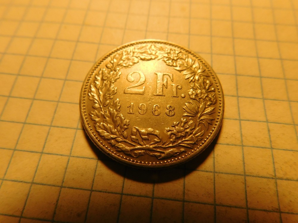SWITZERLAND 2 FRANCS 1968 # 1008