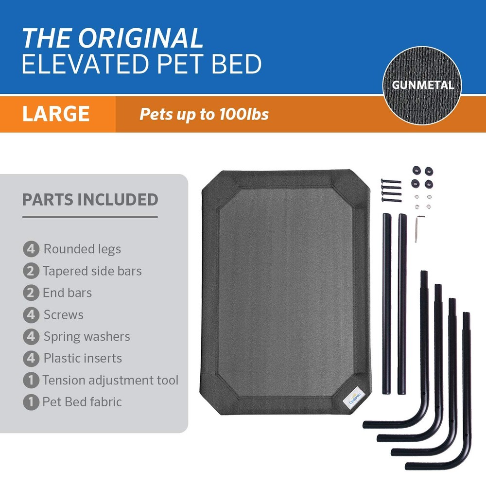 Coolaroo Original Elevated Dog Bed - Breathable Large, Gunmetal