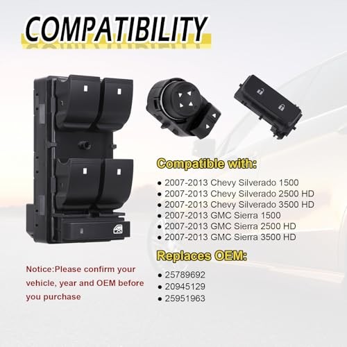 Power Window Control Switch Button & Door Lock & Mirror Switch Front Driver