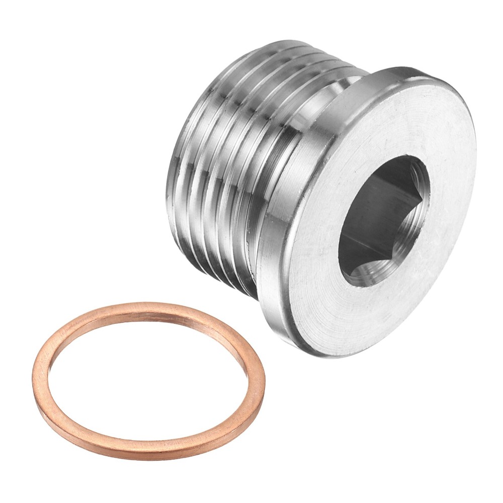 M27 x 1.5 Pipe Plug Fitting, Internal Hex Head Socket 304 Stainless Steel