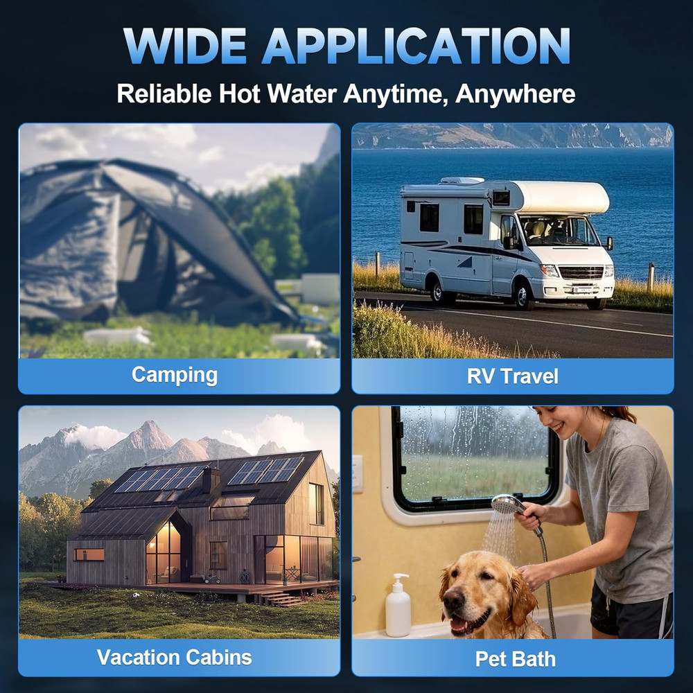 Propane Tankless Water Heater Outdoor, 2.11 GPM 8L, Portable Gas Water Heater wi