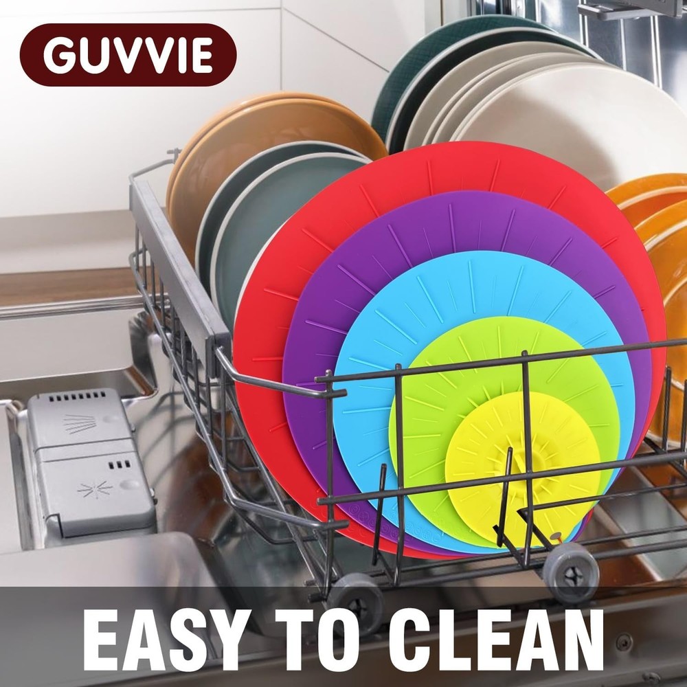 Innovative 5-Pack Silicone Lids - Multi-Size Covers for Microwave & Oven Safety