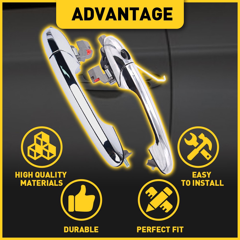2x Outer Door Fit Handle For 2012-2017 Fiat 500 Left Front & Right Side Chrome