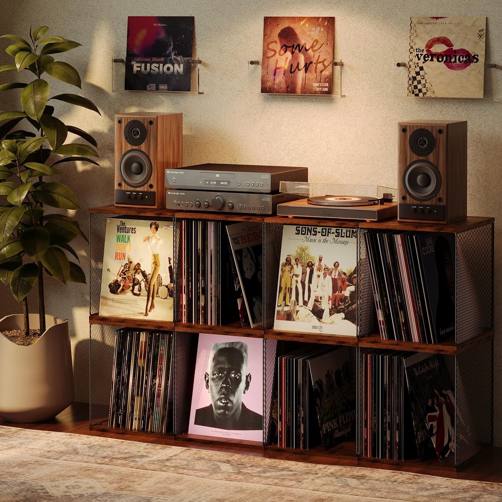 3 Cube Vinyl Record Storage DIY Stackable 120-150 Records Visualize Album Sto...