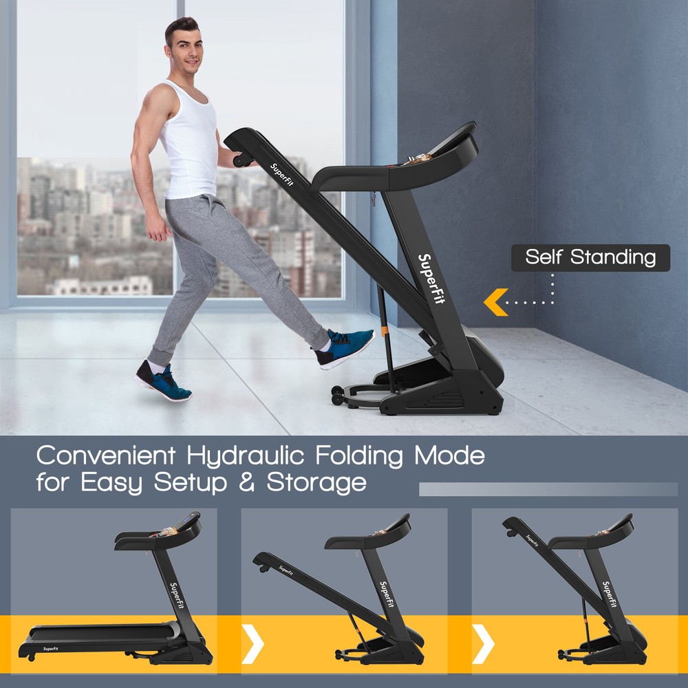 Superfit Electric Folding 3.75HP Treadmill W/Auto Incline 12 Program APP Control