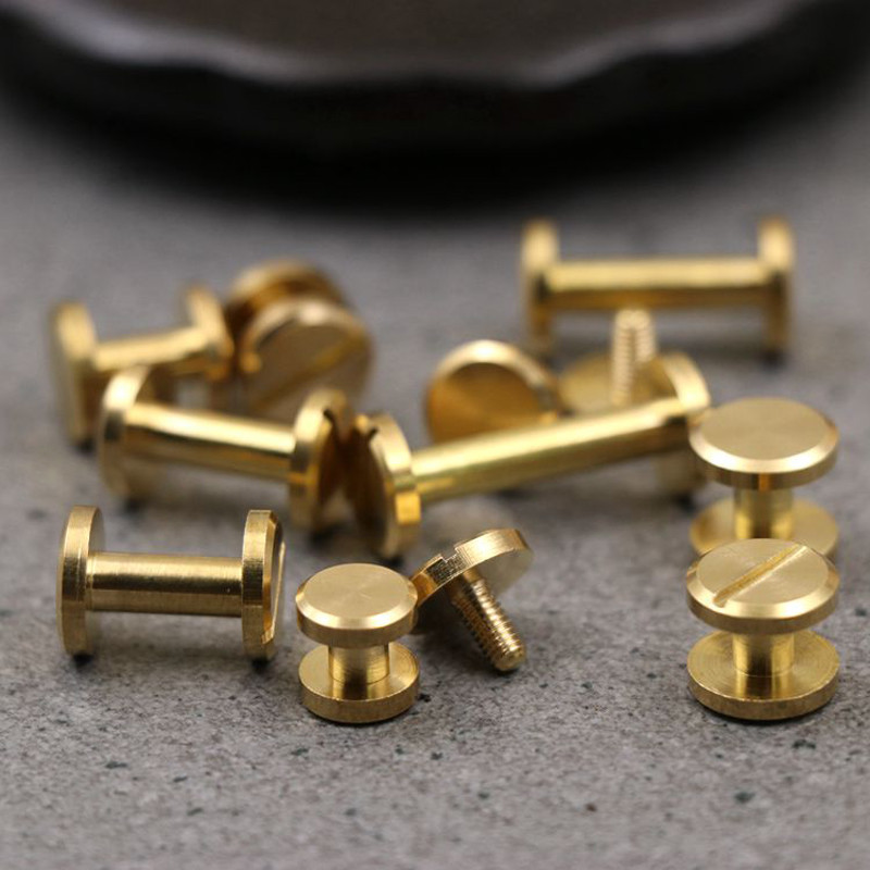 4-20mm Nail Brass Solid Rivets Stud Head Flat Belt Screw Leather Craft 59 Brass