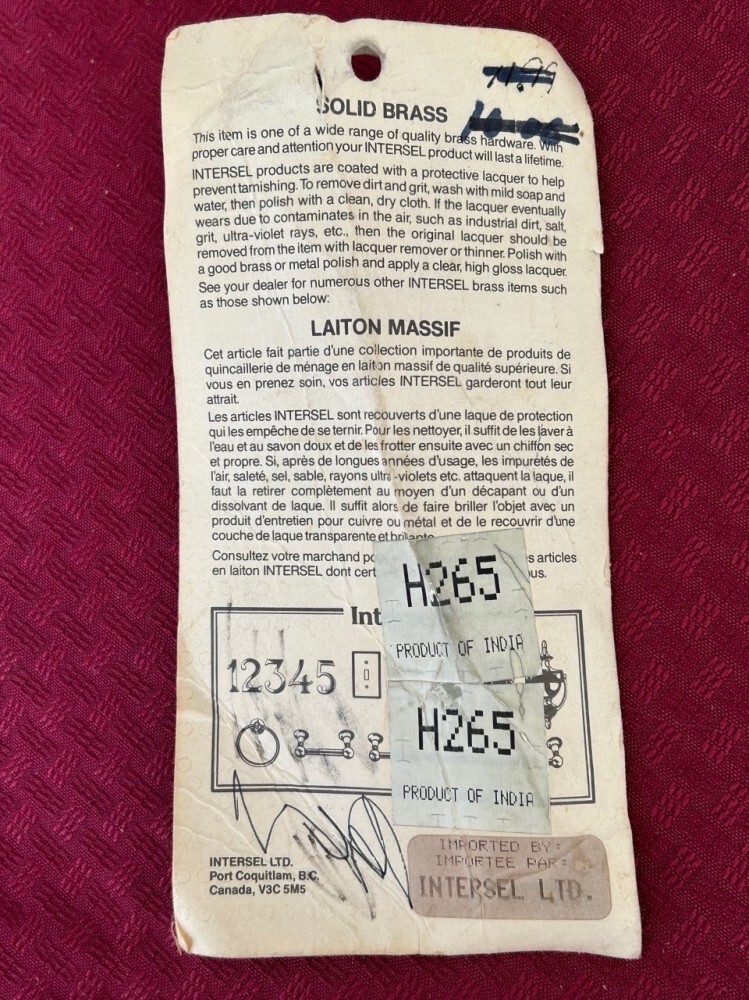 INTERSEL Flush Bolt Slide Lever Solid Polished Brass 6"