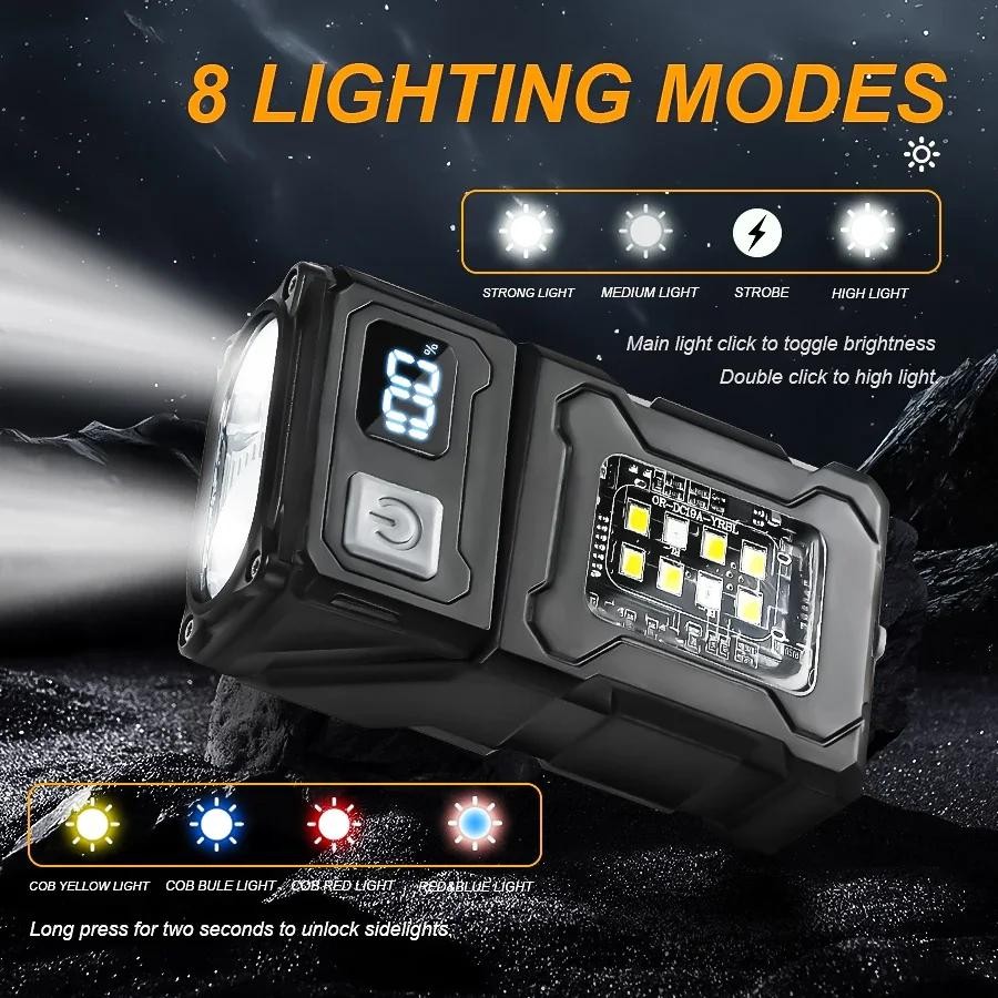 Mini USB Rechargeable LED Flashlight Portable Tail Magnet Flashlight Super Brigh