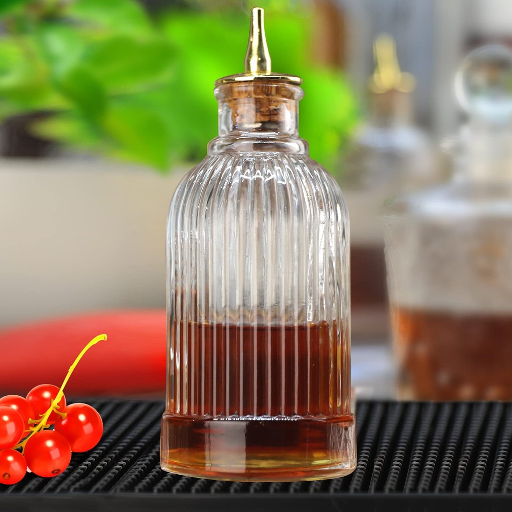 7oz Glass Bitters Bottle with Dash Top for Bartender Home Bar