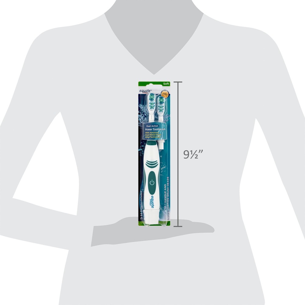 Advanced Dual Action Battery Powered Toothbrush with Replacement Toothbrush Head